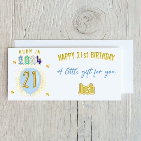 Born in Year Blue Birthday Money Gift Wallet Card