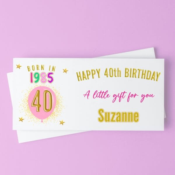 Personalised Pink Money Gift Wallet Card