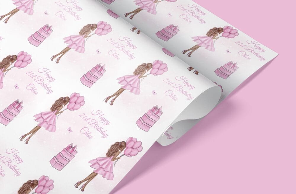 pink dress wrapping paper