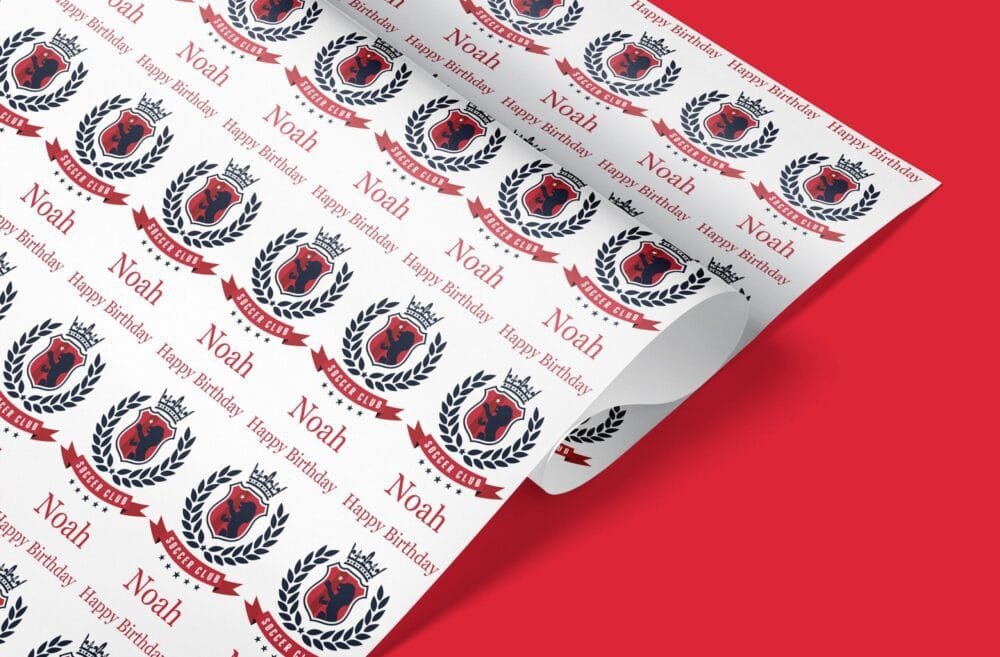 personalised football crest giftwrap