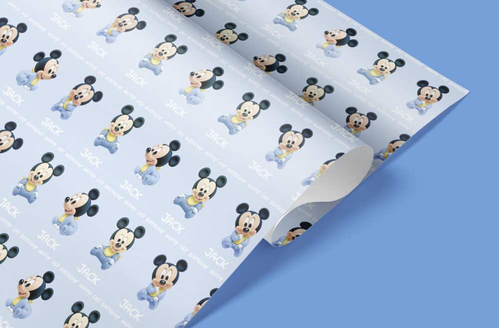 blue Mickey Mouse wrapping paper