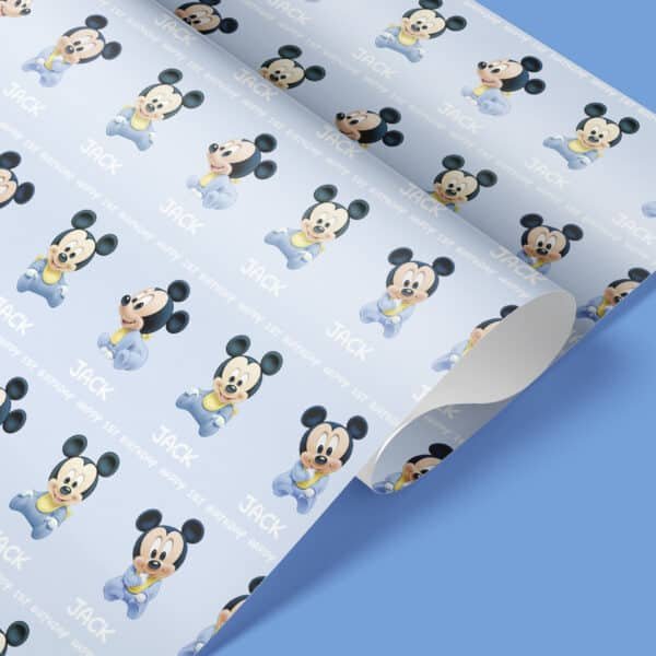 blue Mickey Mouse wrapping paper