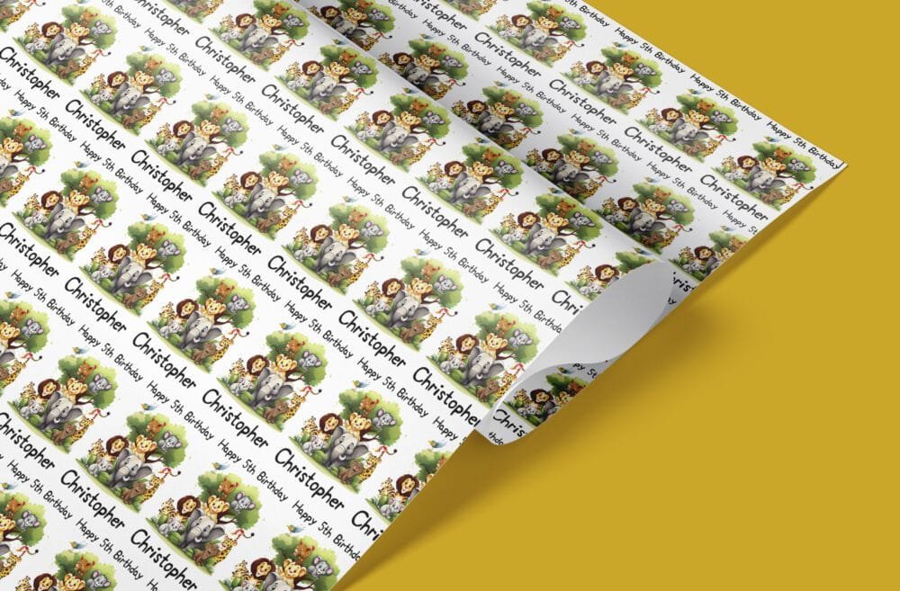 jungle animals wrapping paper