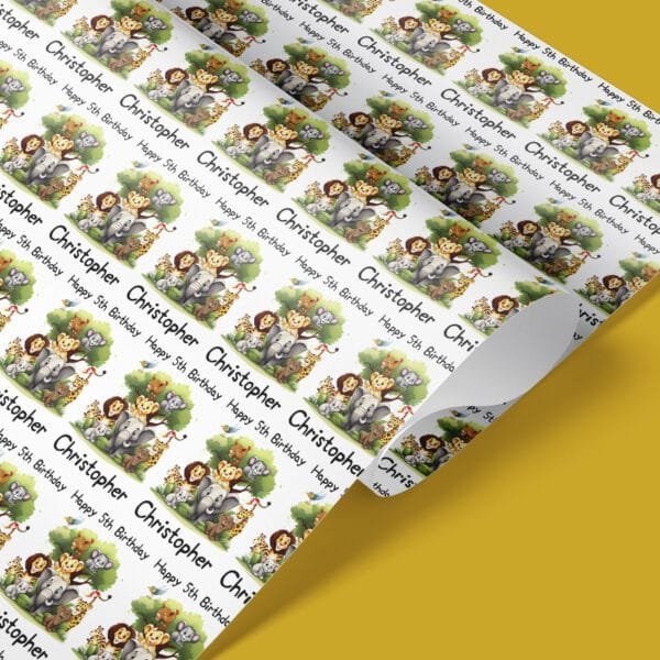jungle animals wrapping paper