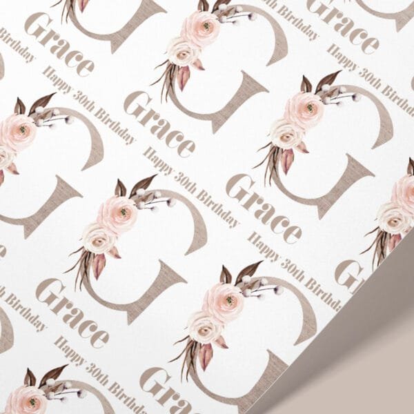 Linen Initial Gift Wrap