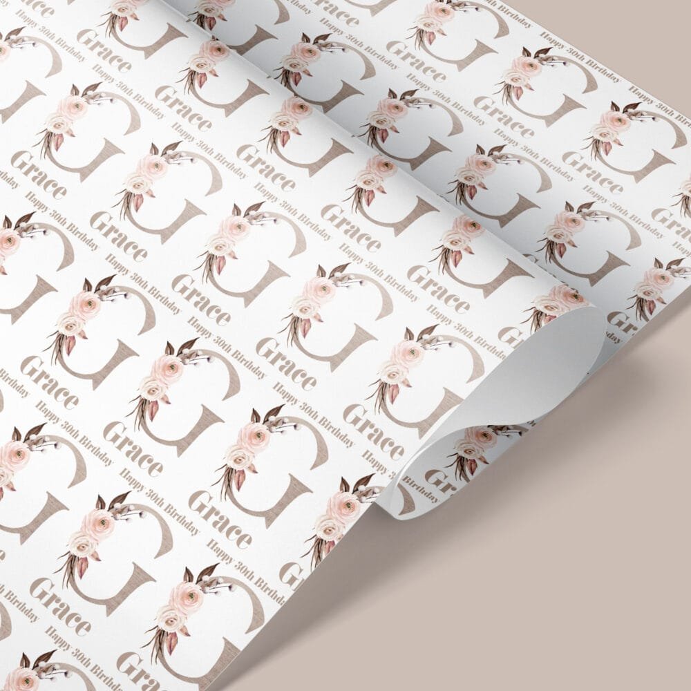 Linen Initial Gift Wrap - Image 4