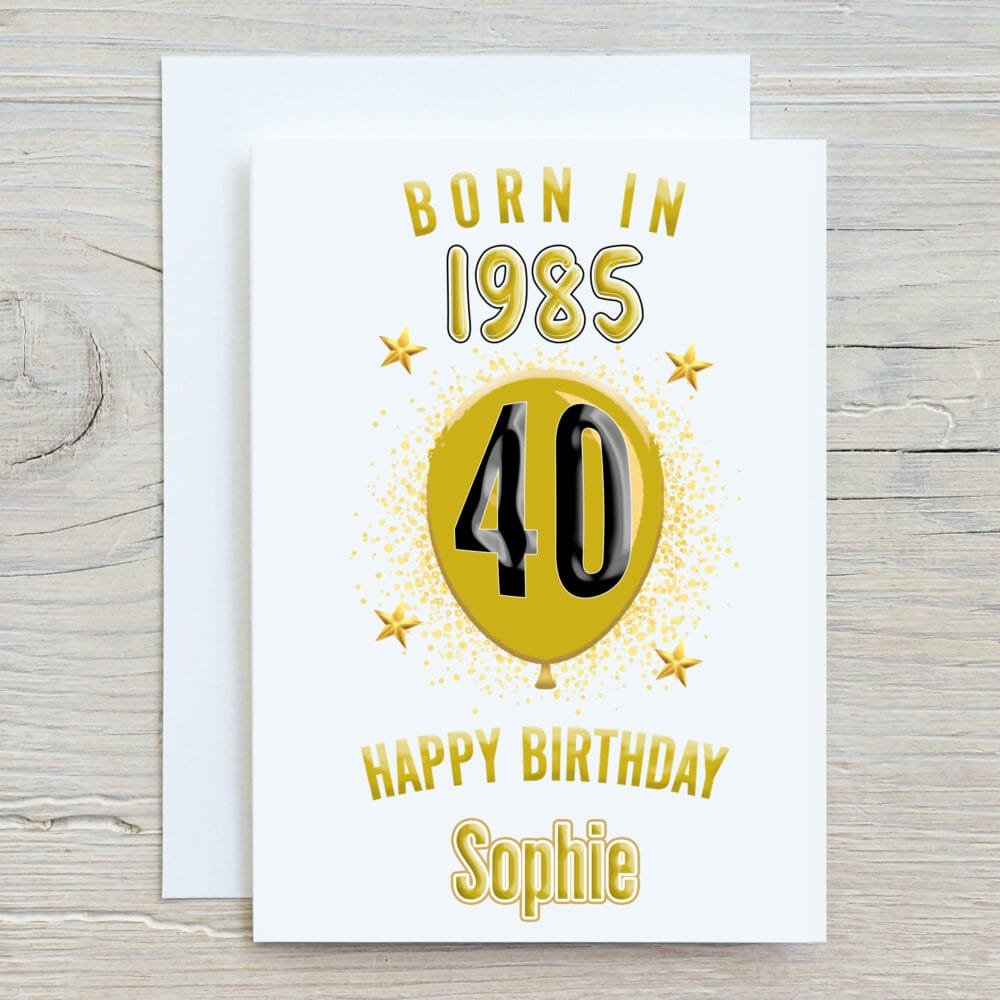Born in Year Gold Balloon Card - Image 5