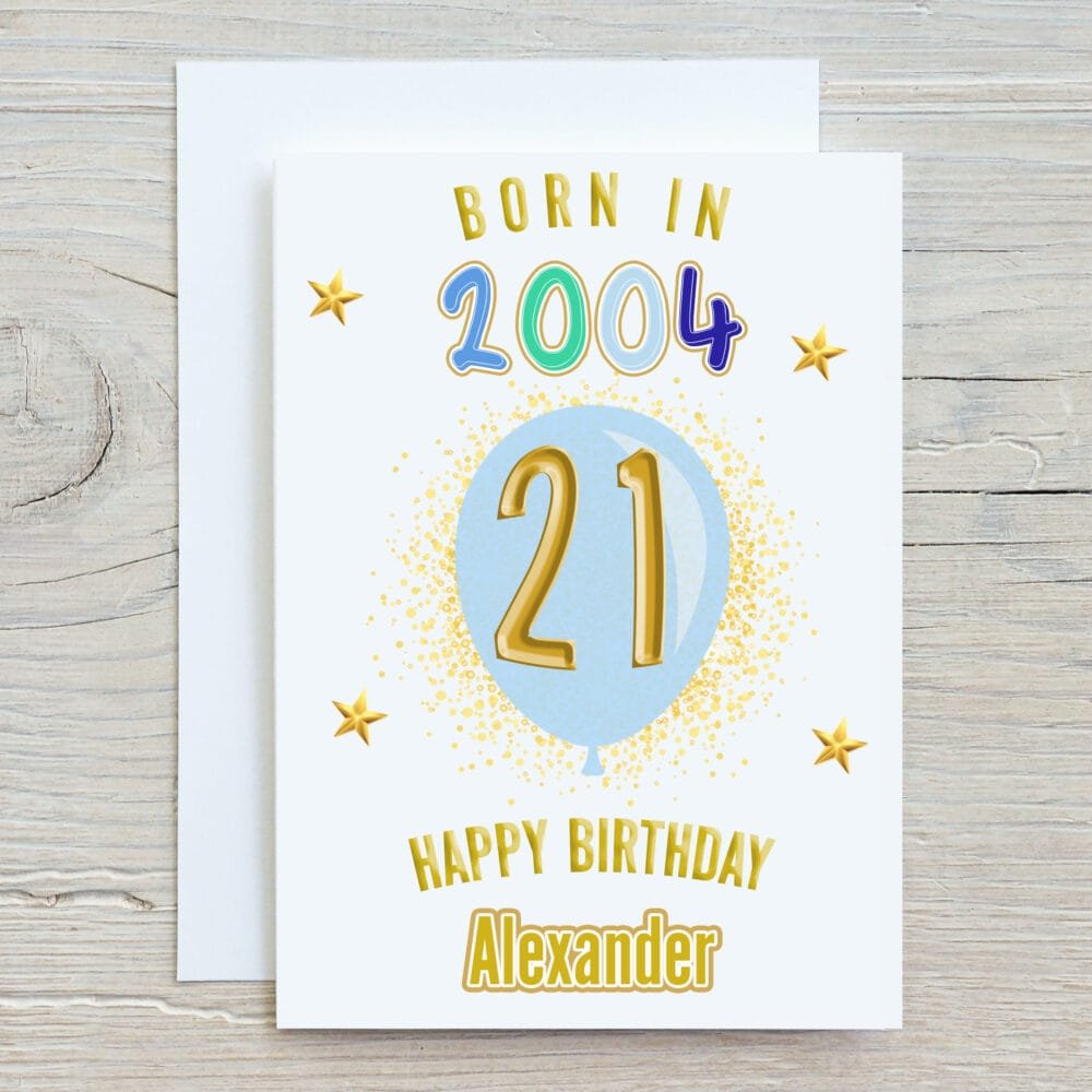 Born in Year Blue Balloon Card - Image 5