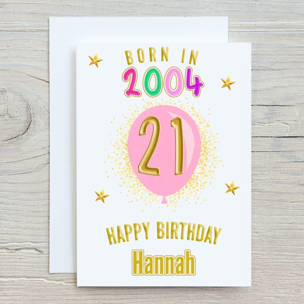 Born in Year Pink Balloon Card - Image 6