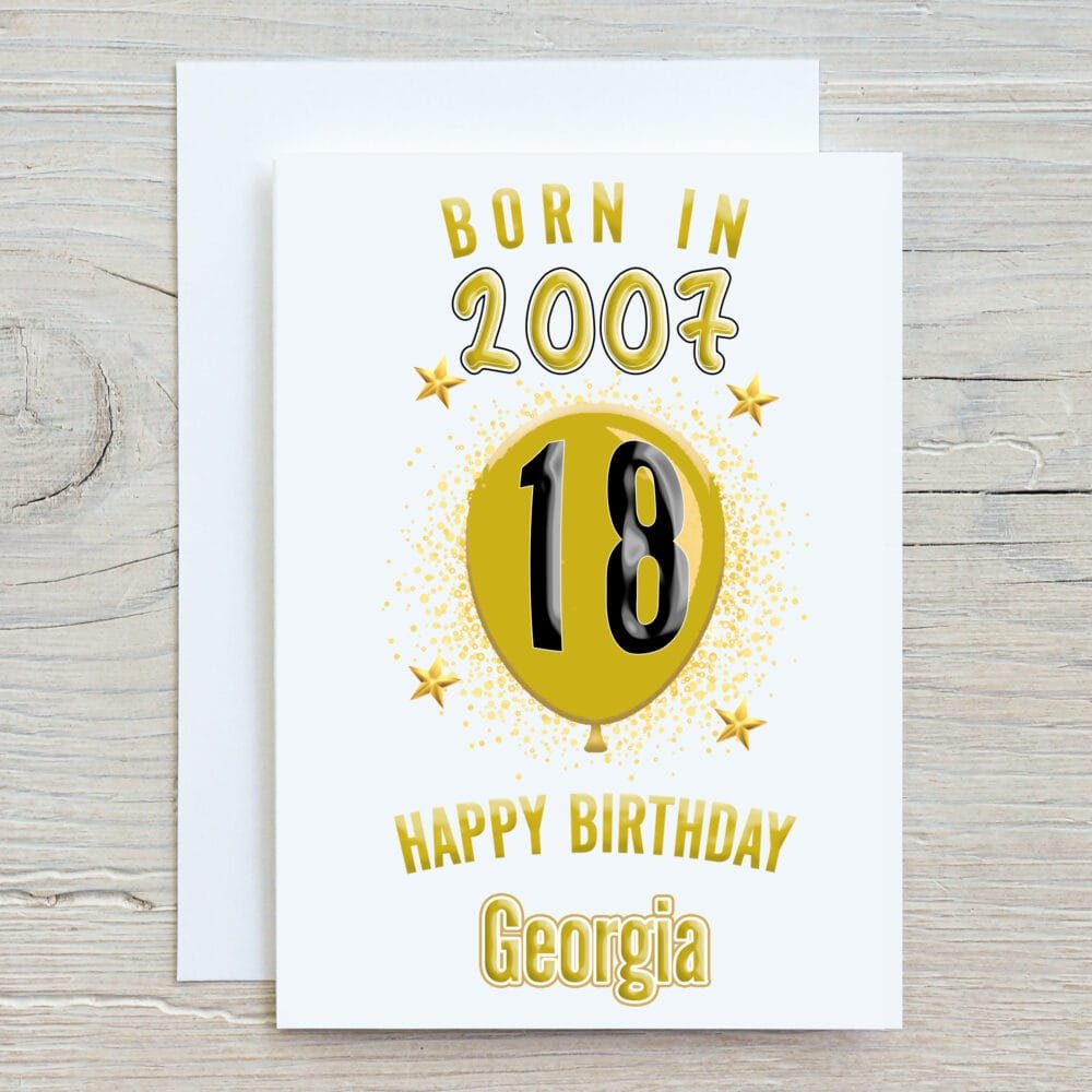 Born in Year Gold Balloon Card - Image 8