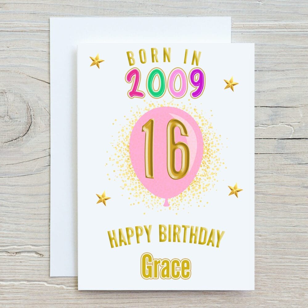 Born in Year Pink Balloon Card - Image 5